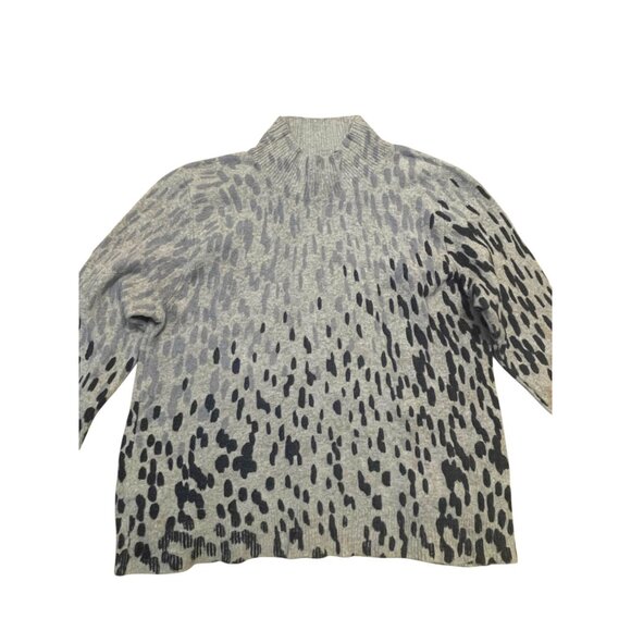 funnel neck Nic+Zoe XXL Ombre pixel print knit sweater black gray taupe - Picture 5 of 10